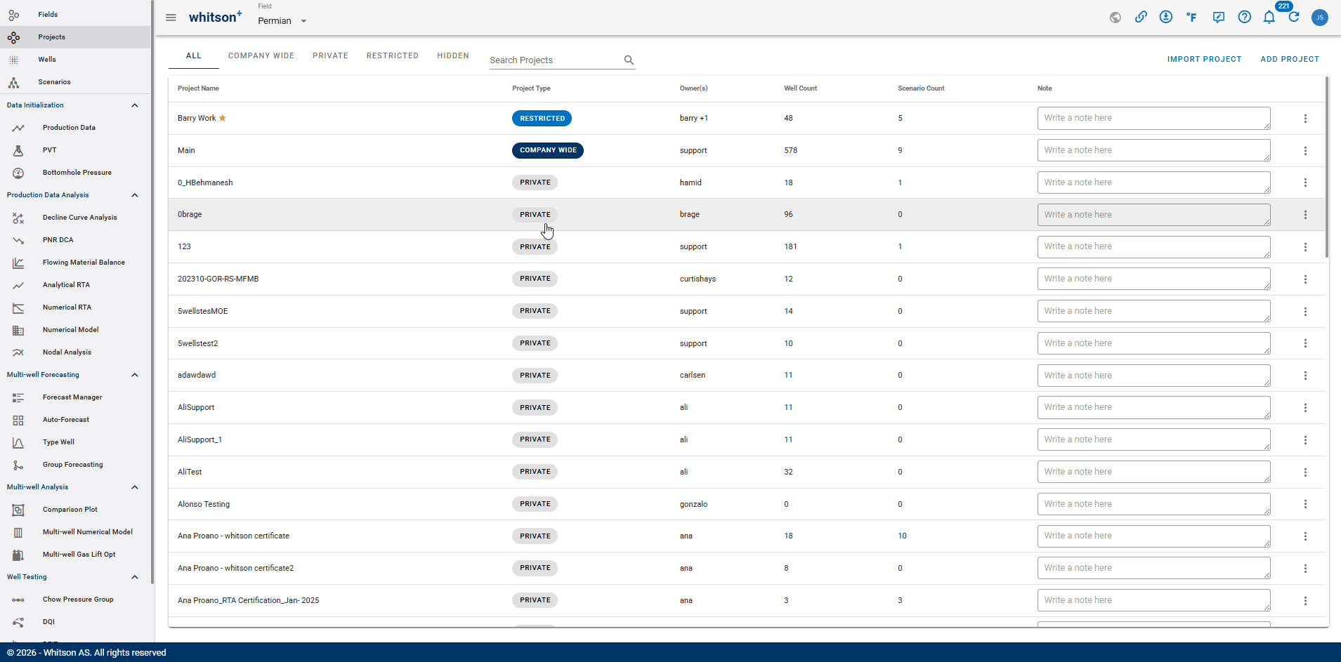 Share Project Menu