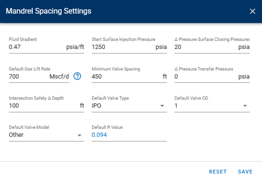 MandrelSpacingSettings
