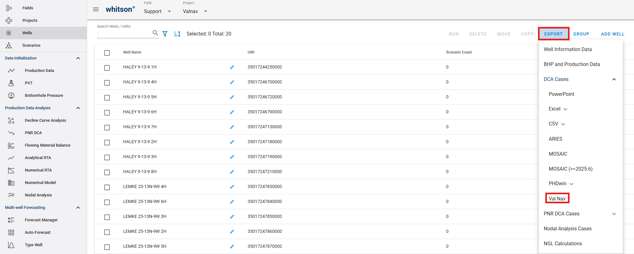 Valnav Software Results & Export - whitson⁺ - User Manual